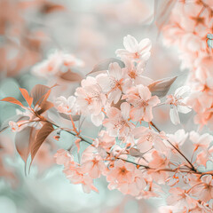 a picture of a tree with pink flowers in the background