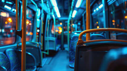 Interior of a empty Bus at Night - 780531150