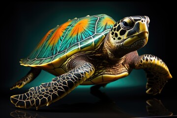 Turtle tortoise isolated on dark background