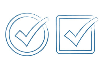 Check Mark Circle And Square Hand Drawn