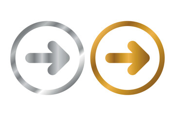 Chrome And Gold Right Arrow Circles