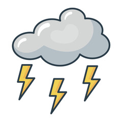 Cloud In Cartoon Style With Thunder