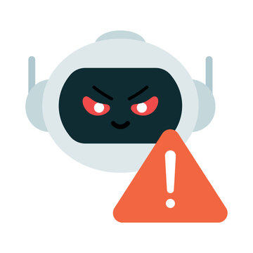 Evil AI Robot with Warning