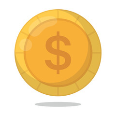 Gold Coin Flat With Shadow