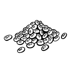 A handful of soybean seeds on a white background line vector.