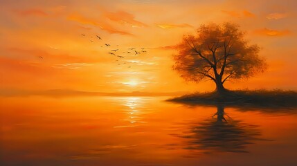 Evening Serenity: Waterside Silhouettes./n