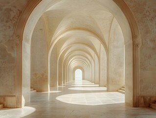 Obraz premium white neutral archway, diagonal composition wide shot, white neutral tones