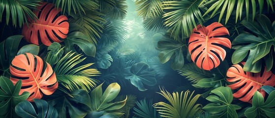 Tropical jungle background backdrop season pattern abstract