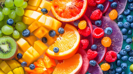 Colorful ripe fruits. Fruits background - obrazy, fototapety, plakaty