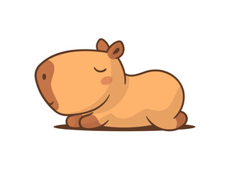 Cute lazy capybara sleeping vector cartoon illustration isolated on white
