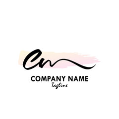 CN Watercolor Initial Logo Design Vector
