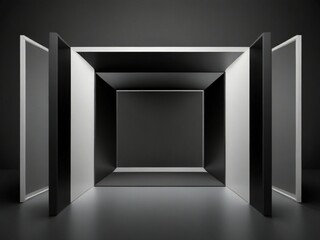 many gray frames that create an optical illusion