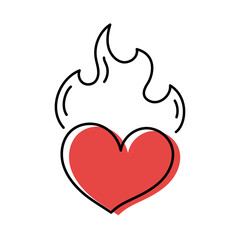 Heart Flames Hand Drawn Offset