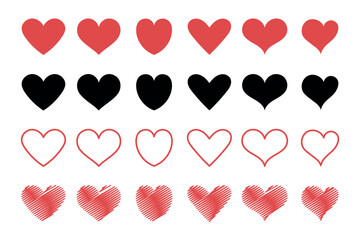 Hearts Multiple Styles Set - obrazy, fototapety, plakaty