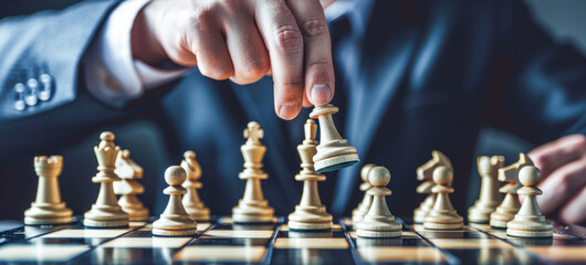 Strategic Business Move Captured in a Focused Chess Game