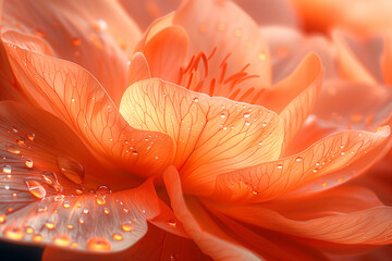 Close-up orange flower with water droplets natural floral macro background wallpaper