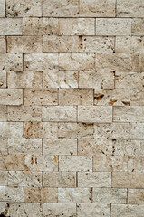 New ecru decorative stone wall closeup