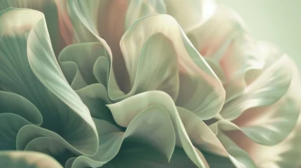 Fotobehang Verdant Whispers: Wavy magnolia botanical leaves evoke tranquility in macro. © BGSTUDIOX