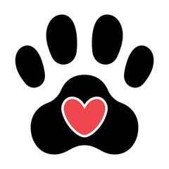 Paw Print Heart Glyph