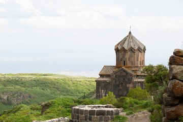 Fototapeta na wymiar Vahramashen Church Is Located Mount Aragats, Armenia