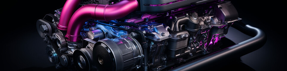 Studio-lit ambiance captures the essence of the high-performance vehicle's customized intake manifold