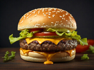 Burger hamburger cheeseburger. Ai Art.