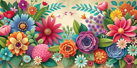 Naklejka premium Vibrant Mother's Day Flowers - Colorful Floral Background