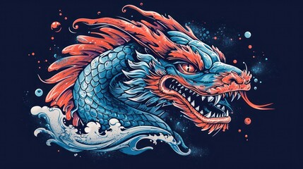 sea serpent-themed monster head, exuding an aquatic gothic vibe