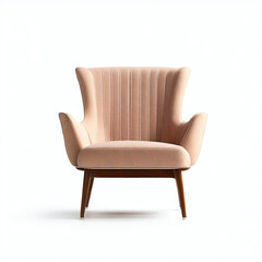 Fototapeta premium Elegant Colorful Chair with White Background. brown blue wooden armchair made with Generative AI technology