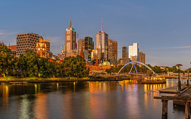 Melbourne skyline at sunset, Australia