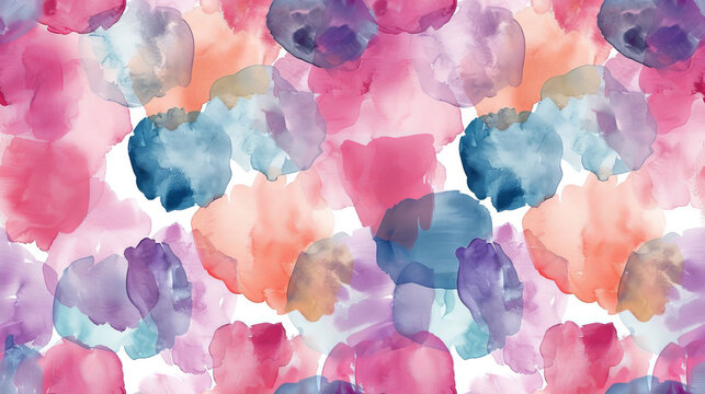 Vibrant watercolor abstract with a mix of pink, blue, and purple hues