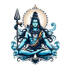 Hindu God Shiva statue in meditation. Generative AI..
