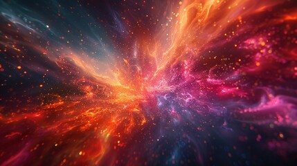Create an explosive display of vibrant colors swirling together in the night sky ,3DCG,high resulution,clean sharp focus
