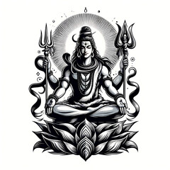 Fototapeta na wymiar Hindu God Shiva statue in meditation. Generative AI.. 