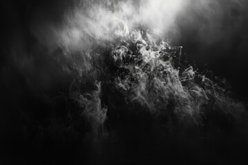 Dramatic black smoke explosion on a dark background, symbolizing chaos and transformation.

 - obrazy, fototapety, plakaty