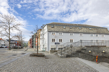 Fototapeta na wymiar Walking in a Spring mood in Trondheim city
