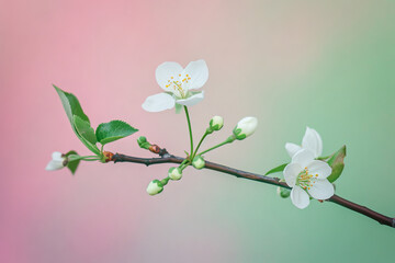 Fototapeta premium Spring Blossoms on Pastel Background - Floral Elegance in Bloom