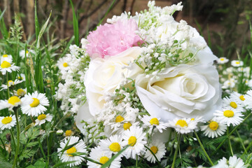 Wedding White Roses Bouquet