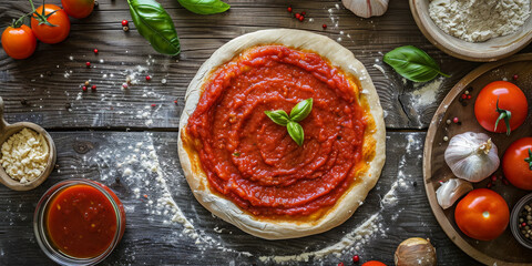 Gourmet Homemade Pizza Preparation with Fresh Ingredients