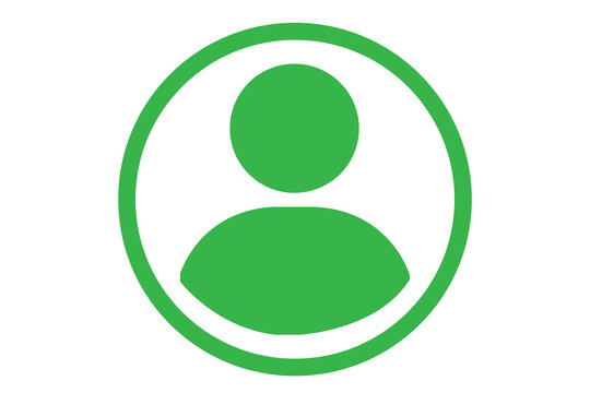 User profile icon shown in green inside a circle is a simple interface element for digital accounts on white background.