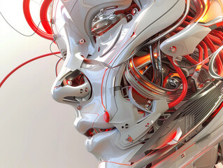 Organic forms merging with mechanical elements, Futuristic , Cyberpunk