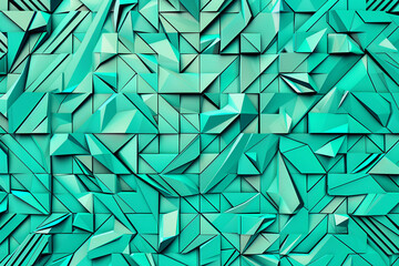 Construct a geometric pattern using only straight lines in shades of turquoise