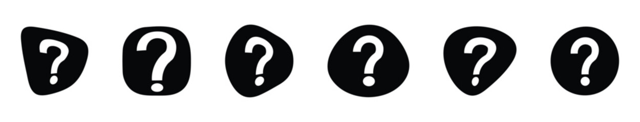Set of Question Mark Icons Vector Silhouettes