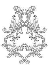 Floral element in baroque style. Decorative curling plant.