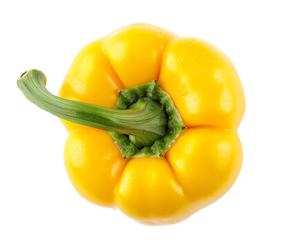 isolated yellow paprika, top view