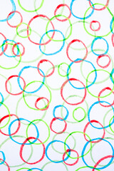Cute Colored Hand Drawn Bubbles Circles in Felt Pen Simple Background on White