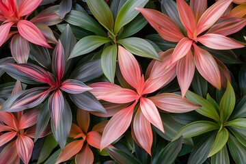 Vibrant Tropical Cordyline Leaves Top View
