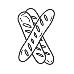 Baguette logo line art design, vector illustration on white background