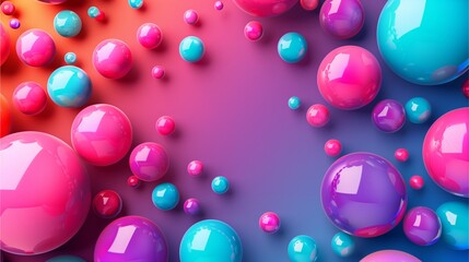 Colorful celebration with pink balloons, eggs on blue background, and festive decorations