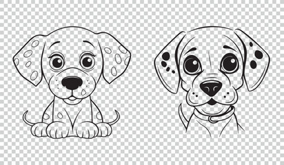 Dog icon symbol set, vector illustrations on transparent background